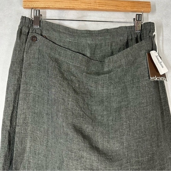 Eskandar Gray Linen Front Panel Midi Skirt Size 1 - Picture 5 of 10